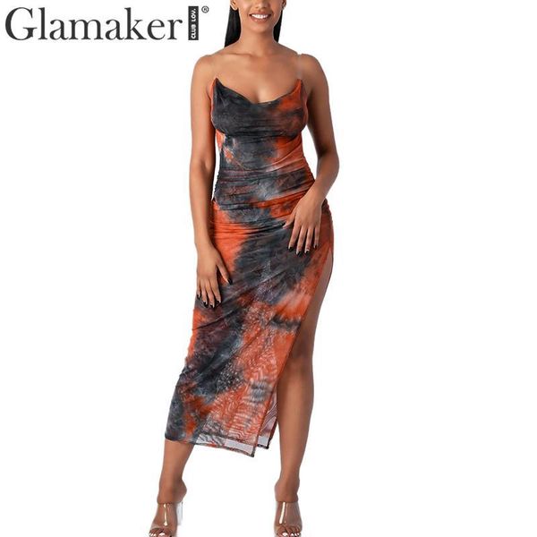 glamaker tie-dye spaghetti strap midi dress women sleeveless high split mesh elegant party dress female summer dress 210414, Black;gray
glamaker tie-dye spaghetti strap midi dress women sleeveless high split mesh elegant party dress female summer dress 210414, Black;gray