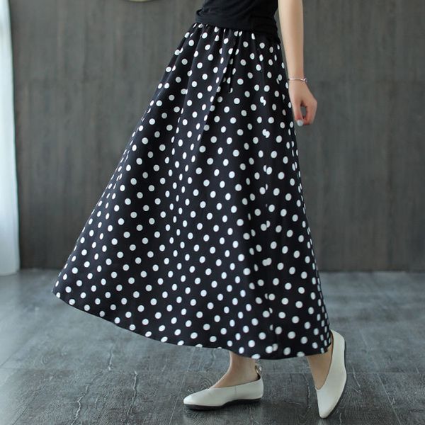 johnature summer women fashion retro all-match pocket polka dot skirt simple loose comfortable elastic waist half skirt 210521, Black
johnature summer women fashion retro all-match pocket polka dot skirt simple loose comfortable elastic waist half skirt 210521, Black