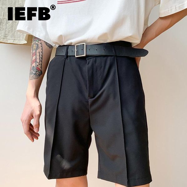 men's shorts iefb 2021 summer trendy semi elastic straight tube five point daily solid casual simple suit thin pants 9d0350, White;black
men's shorts iefb 2021 summer trendy semi elastic straight tube five point daily solid casual simple suit thin pants 9d0350, White;black