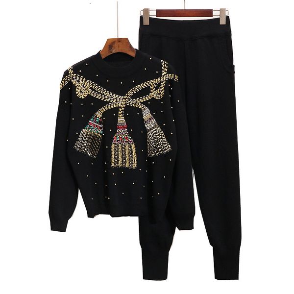 women's two piece pants spring autumn fashion loose beading knitted sweater 2 set + little feet casual g378 u3kx, White
women's two piece pants spring autumn fashion loose beading knitted sweater 2 set + little feet casual g378 u3kx, White