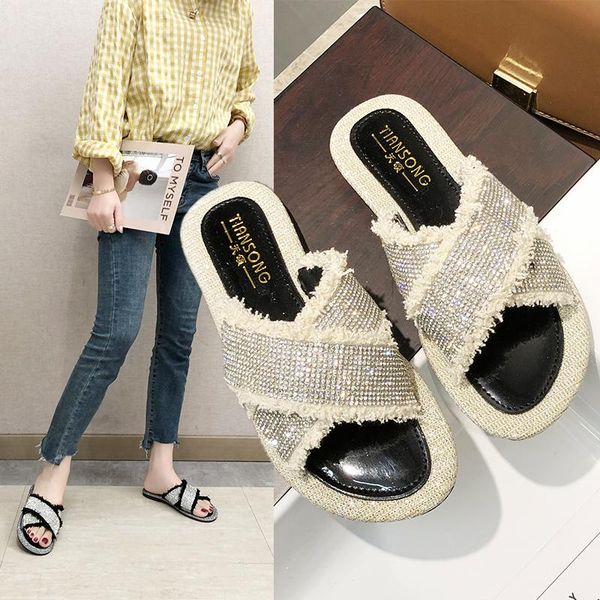 slippers beach women wear 2021 summer with rhinestones word drag students soft bottom fashion net red x-shaped cross sandals, Black
slippers beach women wear 2021 summer with rhinestones word drag students soft bottom fashion net red x-shaped cross sandals, Black