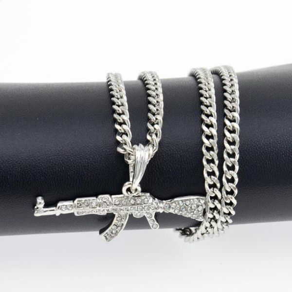 crystal rhinestone bling chain necklace fashion creative hip hop submachine gun pendant women men rapper jewelry necklaces, Silver
crystal rhinestone bling chain necklace fashion creative hip hop submachine gun pendant women men rapper jewelry necklaces, Silver