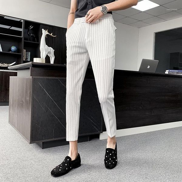 men's pants summer korean slim striped print capris thin casual with small feet young fashion hairstylist, Black
men's pants summer korean slim striped print capris thin casual with small feet young fashion hairstylist, Black