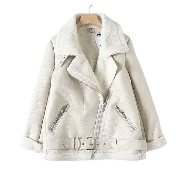 za fur long sleeved loose belt women's jacket lamb wool winter thickened locomotive lapel female coat beige black chic pu, Black;brown
za fur long sleeved loose belt women's jacket lamb wool winter thickened locomotive lapel female coat beige black chic pu, Black;brown