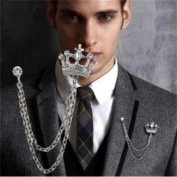 2021 clothing accessories fashion personality crown chain pin badge suit brooch f010, Gray
2021 clothing accessories fashion personality crown chain pin badge suit brooch f010, Gray