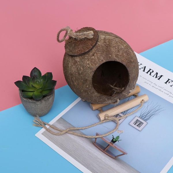 natural coconut shell bird nest house with ladder pet parrot cages
natural coconut shell bird nest house with ladder pet parrot cages