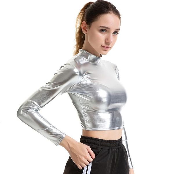 women's t-shirt ysdnchi ladies short women clubwear shiny leather shirt long sleeve turtleneck tshirt plus size, White
women's t-shirt ysdnchi ladies short women clubwear shiny leather shirt long sleeve turtleneck tshirt plus size, White