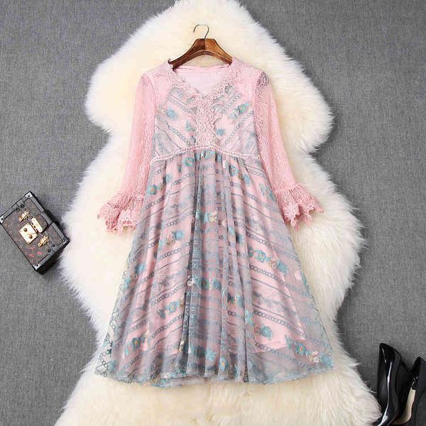 casual dresses spring for european and american women's wear embroidery lace horn seven - minute sleeve v collar fashion dress 6p9c, Black;gray
casual dresses spring for european and american women's wear embroidery lace horn seven - minute sleeve v collar fashion dress 6p9c, Black;gray
