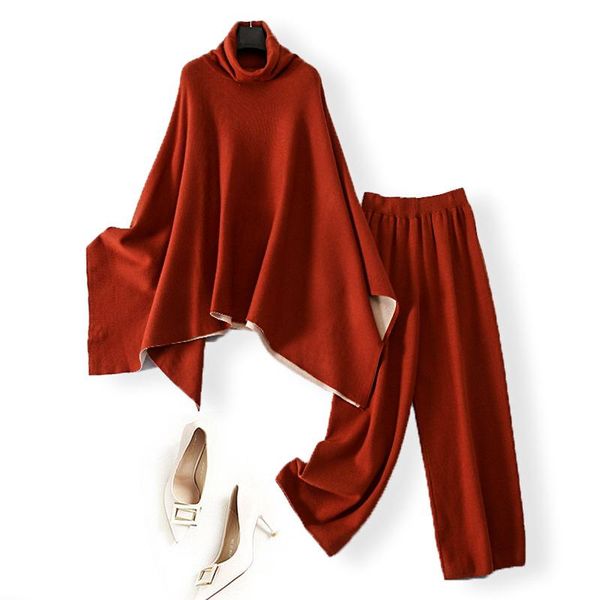 fashion turtleneck cashmere blends oversize knit sweater suit women fall winter batwing loose two-piece wide leg pants sets women's tra, Gray
fashion turtleneck cashmere blends oversize knit sweater suit women fall winter batwing loose two-piece wide leg pants sets women's tra, Gray