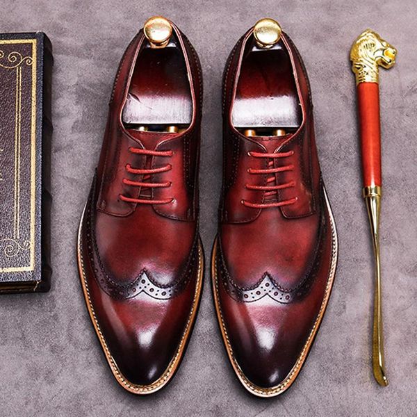 dress shoes genuine leather men's derby wedding oxfords pointed toe laces man formal wingtip brogues party fwl155, Black
dress shoes genuine leather men's derby wedding oxfords pointed toe laces man formal wingtip brogues party fwl155, Black