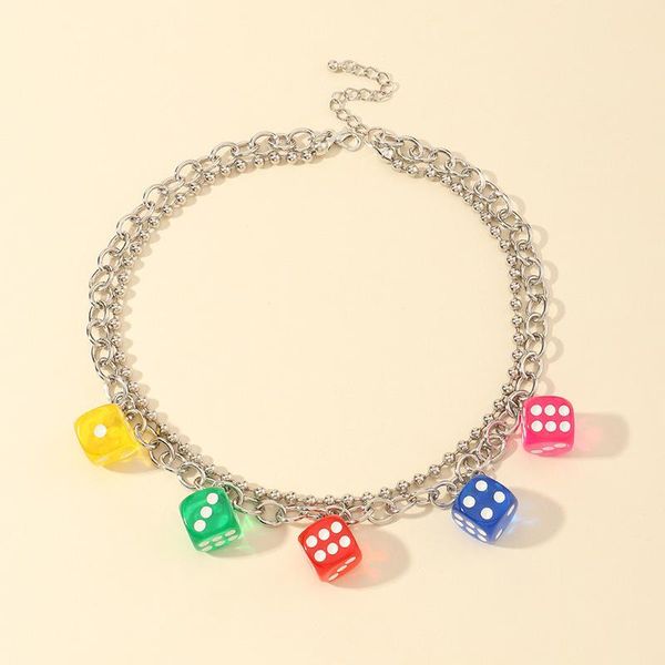 chains 90s female aesthetics rainbow dice necklace metal double punk geometric hip hop gothic pendant jewelry gift, Silver
chains 90s female aesthetics rainbow dice necklace metal double punk geometric hip hop gothic pendant jewelry gift, Silver