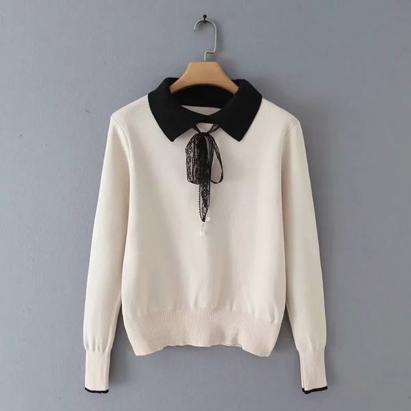 women's sweaters bowknot lace lapel knitted women solid long-sleeved simple elastic bottoming pullover female spring 8bww, White;black
women's sweaters bowknot lace lapel knitted women solid long-sleeved simple elastic bottoming pullover female spring 8bww, White;black