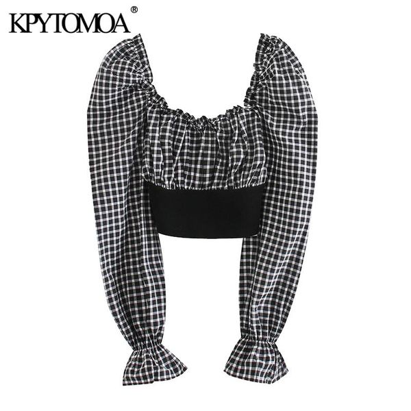 women's blouses & shirts kpytomoa women 2021 sweet fashion patchwork plaid cropped vintage square collar long sleeve female chic, White
women's blouses & shirts kpytomoa women 2021 sweet fashion patchwork plaid cropped vintage square collar long sleeve female chic, White