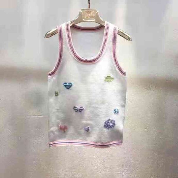 women's knits & tees spring and summer french slim fashion temperament joker love digital knitted vest women kq47, White
women's knits & tees spring and summer french slim fashion temperament joker love digital knitted vest women kq47, White