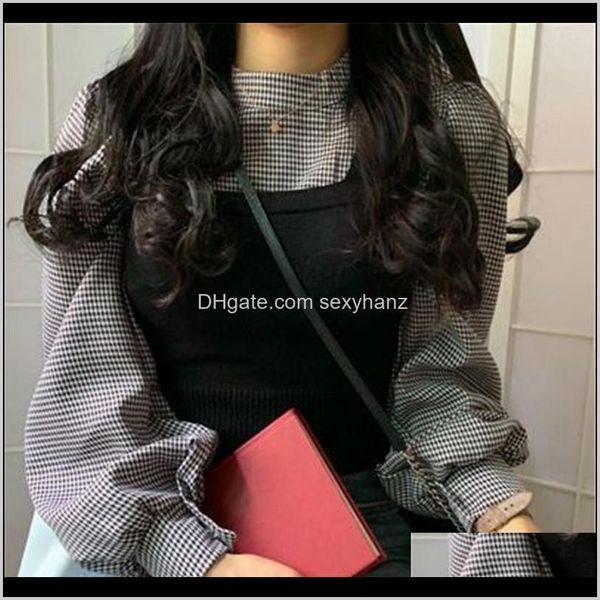 shirts womens clothing apparel drop delivery fashion women blouses 2021 korean style vintage halfturtleneck plaid blusas patchwork knitted v, White
shirts womens clothing apparel drop delivery fashion women blouses 2021 korean style vintage halfturtleneck plaid blusas patchwork knitted v, White