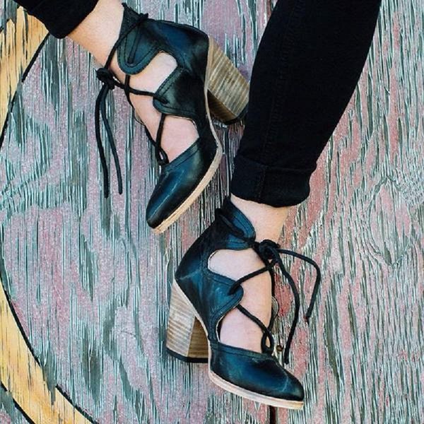 dress shoes women high heels lace up cross strappy gladiator sandals chunky heel vintage ladies pumps zapatos de mujer chaussure, Black
dress shoes women high heels lace up cross strappy gladiator sandals chunky heel vintage ladies pumps zapatos de mujer chaussure, Black