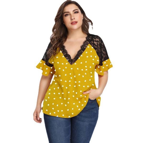 plus size t-shirt t-shrits printed heart hollow shoulders patchwork short sleeves lace v-neck women 2021 loose casual clothing, Black
plus size t-shirt t-shrits printed heart hollow shoulders patchwork short sleeves lace v-neck women 2021 loose casual clothing, Black