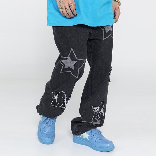 men's jeans hip hop stars embroidery retro washed pants for men straight oversize black blue ripped casual couple denim trousers
men's jeans hip hop stars embroidery retro washed pants for men straight oversize black blue ripped casual couple denim trousers