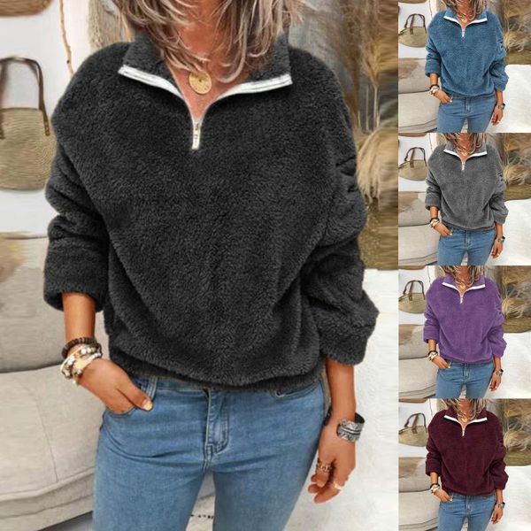 women's blouses & shirts casual lapel fleece sweater solid color lace fashion long-sleeved loose roupas femininas #8, White
women's blouses & shirts casual lapel fleece sweater solid color lace fashion long-sleeved loose roupas femininas #8, White