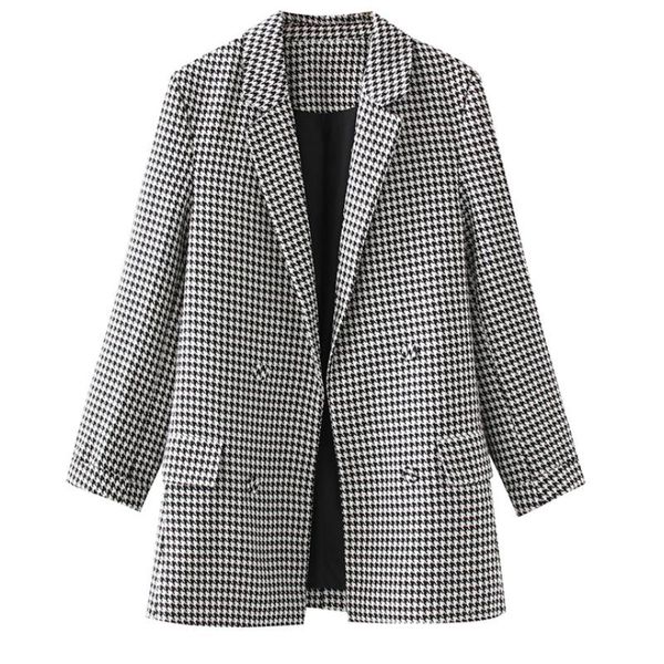 women's suits & blazers women elegant basic plaid blazer double breasted pockets long sleeve coats female office outerwear fashion ca0, White;black
women's suits & blazers women elegant basic plaid blazer double breasted pockets long sleeve coats female office outerwear fashion ca0, White;black