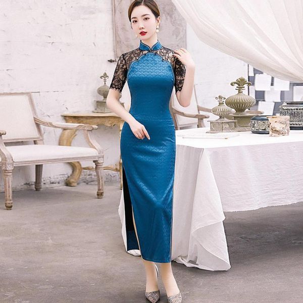 ethnic clothing women lace-satin patchwork qipao long floral cheongsams mandarin collar chinese slim dresses celebrity oversize vestido, Red
ethnic clothing women lace-satin patchwork qipao long floral cheongsams mandarin collar chinese slim dresses celebrity oversize vestido, Red