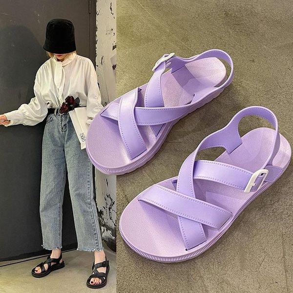 sandals women's candy colors cross straps ladies solft shoes flat round toe buckle strap thick bottomfemale consice 2021 summer, Black
sandals women's candy colors cross straps ladies solft shoes flat round toe buckle strap thick bottomfemale consice 2021 summer, Black