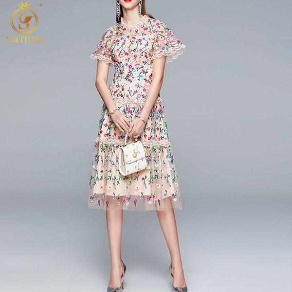 fashion runway summer dress women's short sleeve mesh flowers embroidery slim elegant dresses vestidos 210520, Black;gray
fashion runway summer dress women's short sleeve mesh flowers embroidery slim elegant dresses vestidos 210520, Black;gray