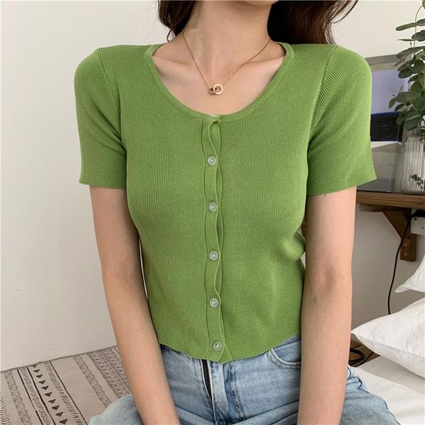women's knits & tees ljsxls summer solid single breasted female sweet knitting thin women sweater slim o-neck short sleeve clothing 202, White
women's knits & tees ljsxls summer solid single breasted female sweet knitting thin women sweater slim o-neck short sleeve clothing 202, White