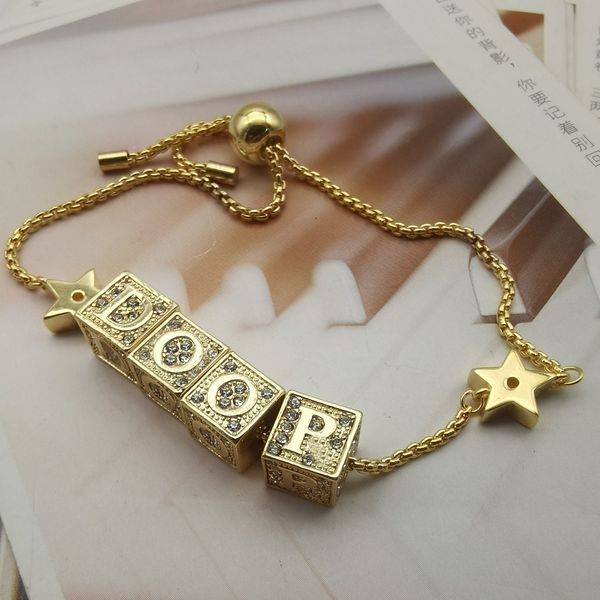 d home / trendy women's gold inlaid light luxury creative letter square star simple bracelet, Black
d home / trendy women's gold inlaid light luxury creative letter square star simple bracelet, Black