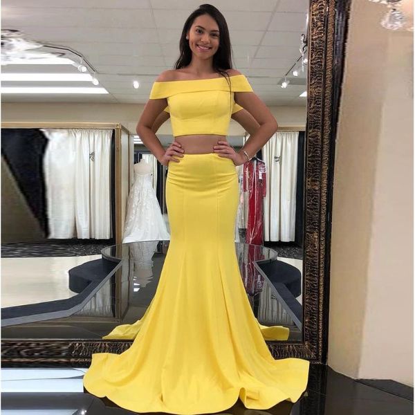 party dresses two pieces off-the-shoulder prom yellow mermaid simple long floor length evening gowns, White;black
party dresses two pieces off-the-shoulder prom yellow mermaid simple long floor length evening gowns, White;black
