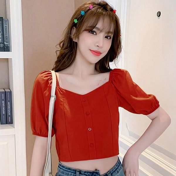 women's blouses & shirts fashion summer shirt for women femme short sleeve square thin blouse retro casual girls crop, White
women's blouses & shirts fashion summer shirt for women femme short sleeve square thin blouse retro casual girls crop, White