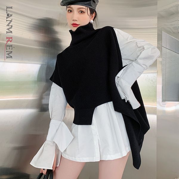 butterfly sleeves white shirt irregular black knitted sweater for women streewear spring autumn 2a3314 210507
butterfly sleeves white shirt irregular black knitted sweater for women streewear spring autumn 2a3314 210507