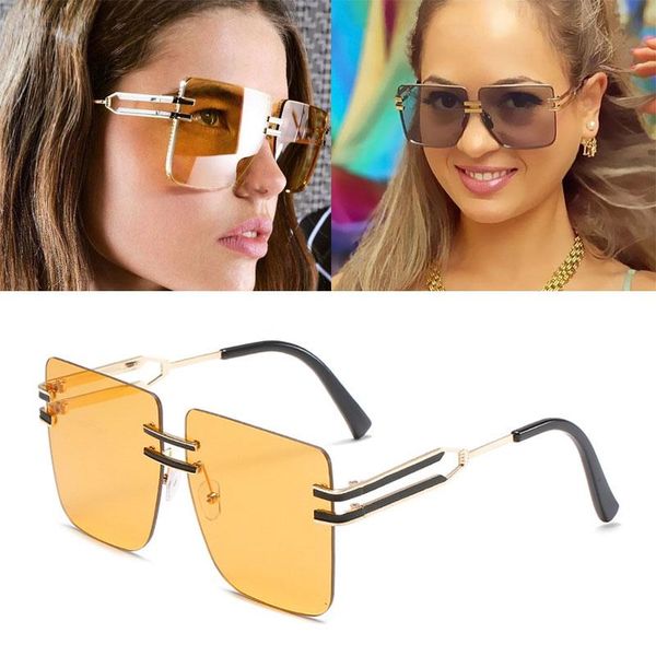 sunglasses 2021 fashion luxury metal rimless unique women square orange gradient vintage brand design sun glasses, White;black
sunglasses 2021 fashion luxury metal rimless unique women square orange gradient vintage brand design sun glasses, White;black