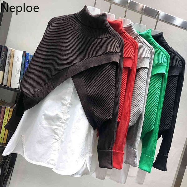 neploe two piece set women irregular turtleneck knit sweater white loose long shirt chic korean suit 2 piwcw set female 210422
neploe two piece set women irregular turtleneck knit sweater white loose long shirt chic korean suit 2 piwcw set female 210422
