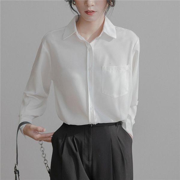dress womens and blouses 2021 spring long sleeve women ol pocket solid color shirt blusas, White
dress womens and blouses 2021 spring long sleeve women ol pocket solid color shirt blusas, White