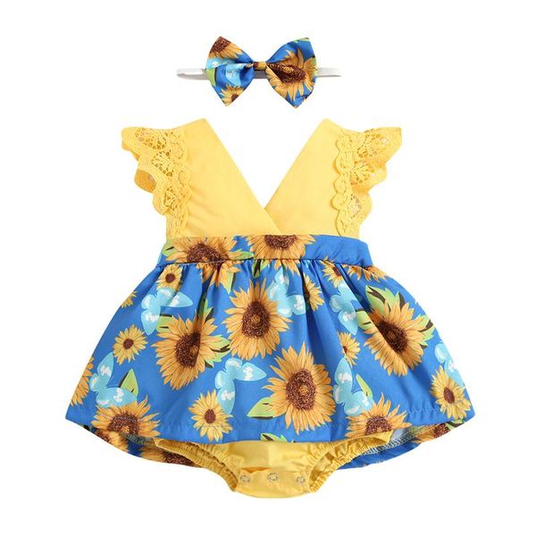 rompers 2021 baby sunflower print clothes girls sleeveless v-neck jumpsuit with lace+ bow-knot headband summer bodysuit sunsuit, Blue
rompers 2021 baby sunflower print clothes girls sleeveless v-neck jumpsuit with lace+ bow-knot headband summer bodysuit sunsuit, Blue