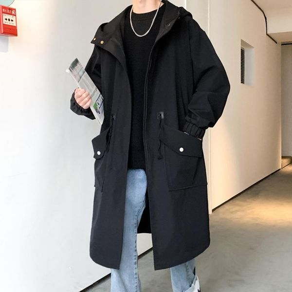men's trench coats autumn coat men casual masculino overcoat long hooded windbreaker streetwear loose mens jacket, Tan;black
men's trench coats autumn coat men casual masculino overcoat long hooded windbreaker streetwear loose mens jacket, Tan;black