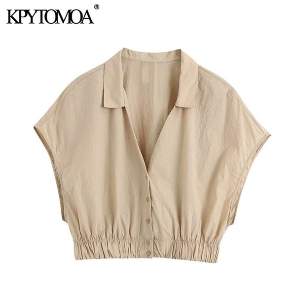 women fashion button-up cozy cropped blouses sleeveless elastic hem female shirts blusas chic 210420, White
women fashion button-up cozy cropped blouses sleeveless elastic hem female shirts blusas chic 210420, White
