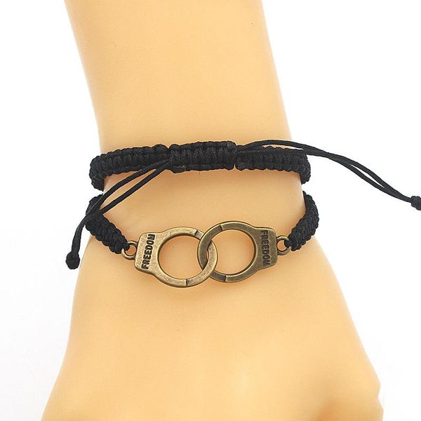 link, chain 1pc trendy handcuffs braided bracelet hand strap valentine's day gift rope customization wholesale, Black
link, chain 1pc trendy handcuffs braided bracelet hand strap valentine's day gift rope customization wholesale, Black
