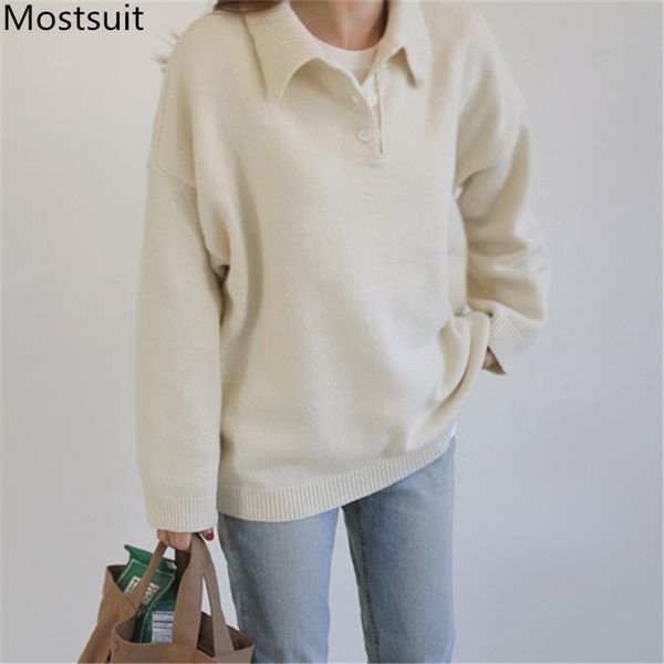autumn korean vintage knitted women pullovers sweater long sleeve turn-down collar fashion casual loose female 210518, White;black
autumn korean vintage knitted women pullovers sweater long sleeve turn-down collar fashion casual loose female 210518, White;black