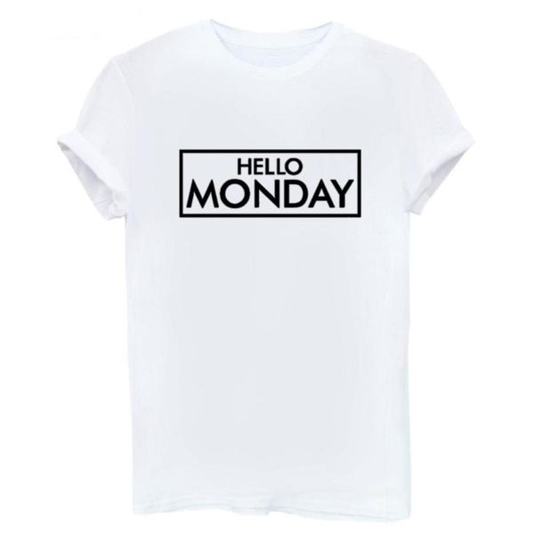 women's t-shirt fashion hello monday woman summer black white tees female o-neck basic
women's t-shirt fashion hello monday woman summer black white tees female o-neck basic