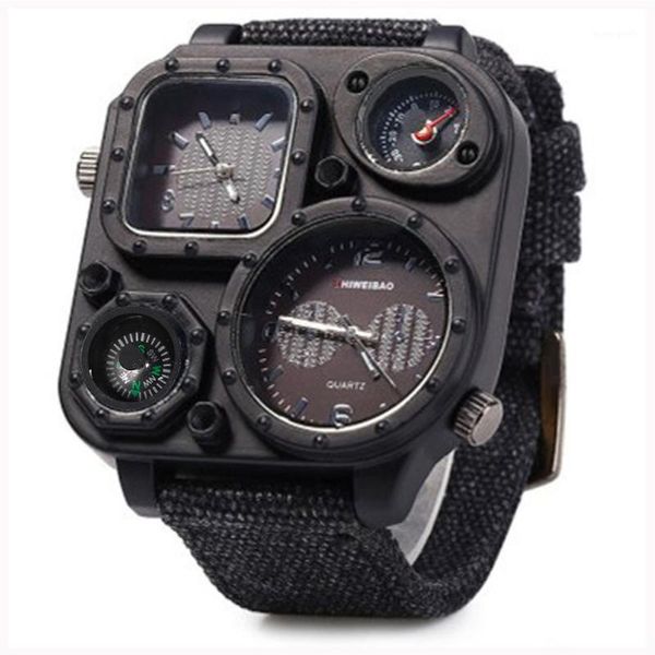 watch men's multi-time zone personality dial sports denim belt quartz wristwatches, Slivery;brown
watch men's multi-time zone personality dial sports denim belt quartz wristwatches, Slivery;brown