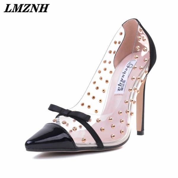 dress shoes lmznh fashion transparent women high heels rivets pointed toe butterfly-knot stiletto pumps summer wedding, Black
dress shoes lmznh fashion transparent women high heels rivets pointed toe butterfly-knot stiletto pumps summer wedding, Black