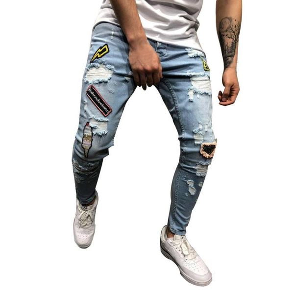 color men trousers stretchy ripped skinny jeans destroyed hole slim fit denim mens pants jean vaqueros hombre men's, Blue
color men trousers stretchy ripped skinny jeans destroyed hole slim fit denim mens pants jean vaqueros hombre men's, Blue