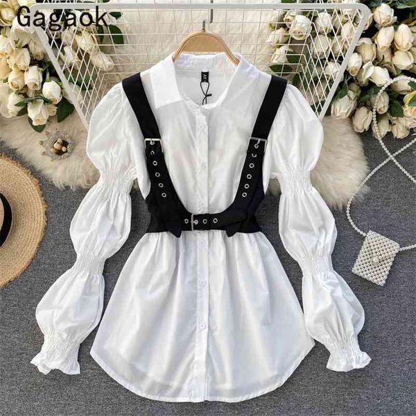 women two piece set spring autumn safari style korean harajuku wild suits solid vests + mini dresses puff sleeve 210531, White
women two piece set spring autumn safari style korean harajuku wild suits solid vests + mini dresses puff sleeve 210531, White