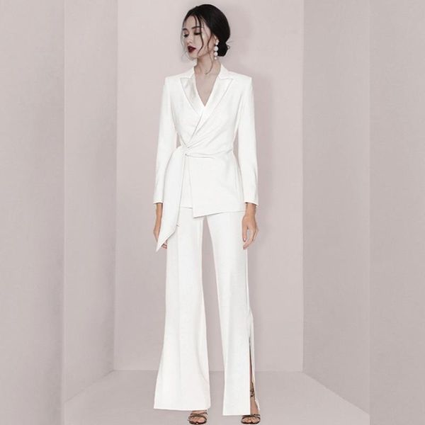 women's two piece pants 21 autumn fashion temperament suit women jacket wide leg two-piece good quality, White
women's two piece pants 21 autumn fashion temperament suit women jacket wide leg two-piece good quality, White