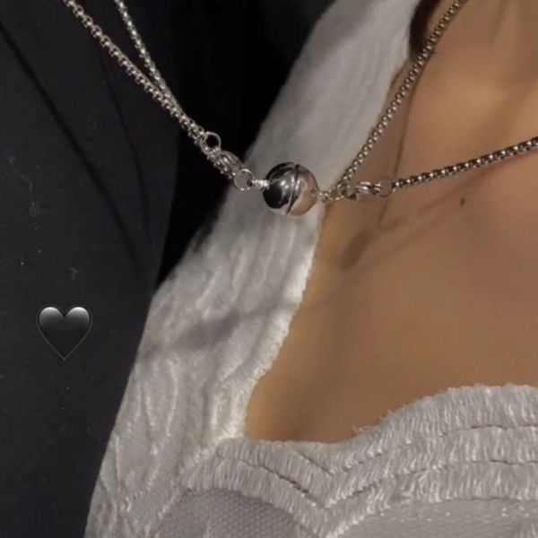 2pcs/ set magnet attraction stainless steel pendant couple necklace jewelry titanium chain necklaces for women and men chains, Silver
2pcs/ set magnet attraction stainless steel pendant couple necklace jewelry titanium chain necklaces for women and men chains, Silver
