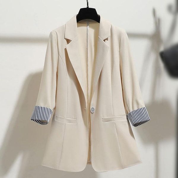 women's jackets autumn women fashion three quarter sleeves striped cuffs coat one button commuting small suit jacket, Black;brown
women's jackets autumn women fashion three quarter sleeves striped cuffs coat one button commuting small suit jacket, Black;brown