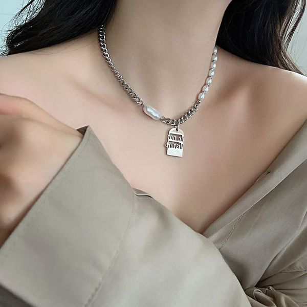 pendant necklaces baroque vintage letter square necklace female titanium steel pearl clavicle chain for women men jewelry, Silver
pendant necklaces baroque vintage letter square necklace female titanium steel pearl clavicle chain for women men jewelry, Silver