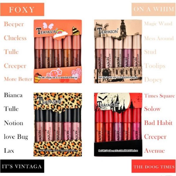 teayason 5pcs nude matte liquid lipstick set red velvet lip gloss waterproof long lasting makeup lips tint cosmetic beauty lipgloss
teayason 5pcs nude matte liquid lipstick set red velvet lip gloss waterproof long lasting makeup lips tint cosmetic beauty lipgloss